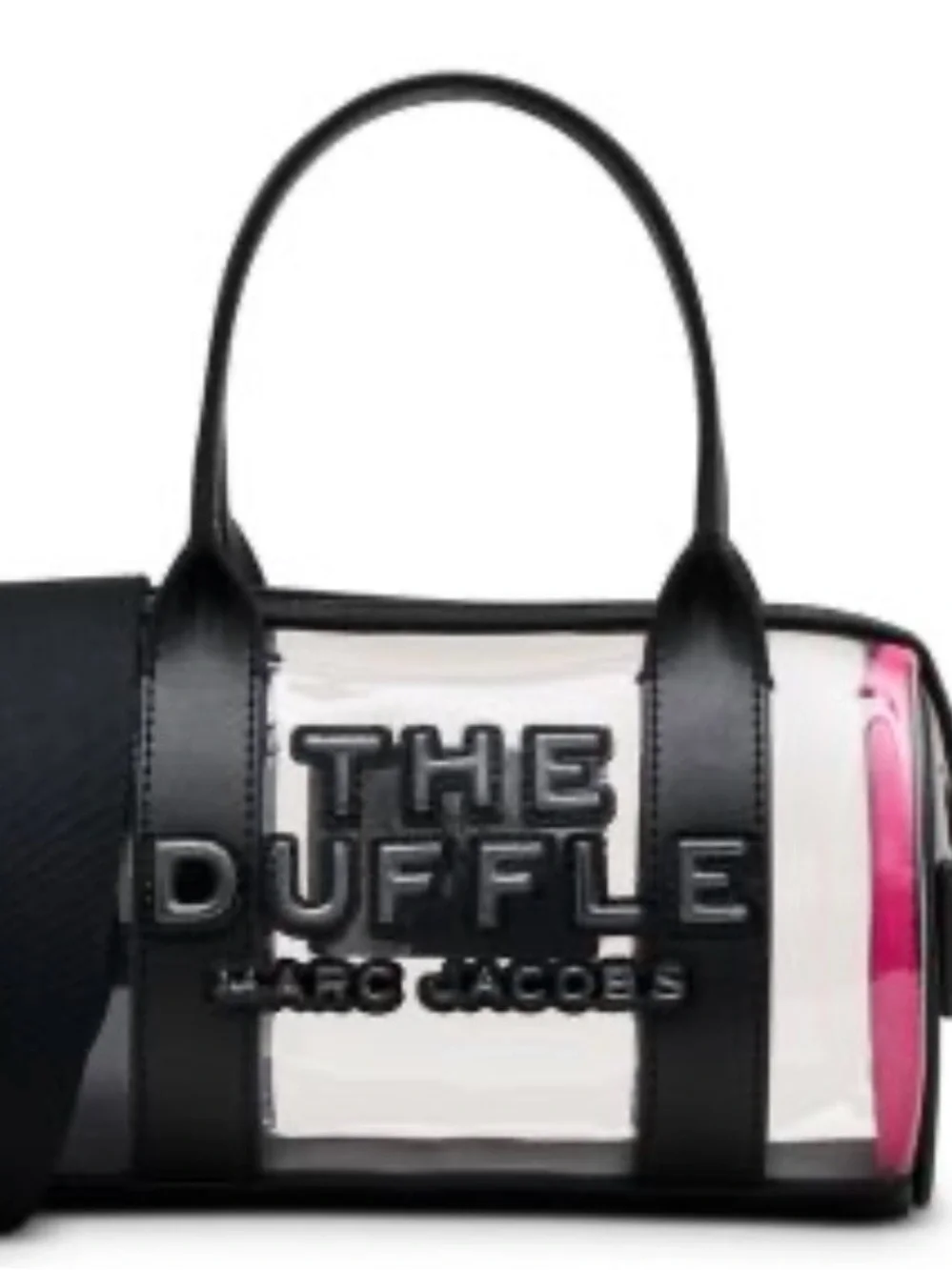 Marc Jacobs Clear Duffle Crossbody with Black Trim and Pink Accent